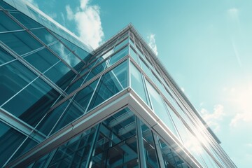 Poster - A picture of a very tall building with a multitude of windows. This image can be used to represent modern architecture or urban cityscapes