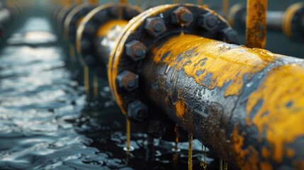 Poster - A detailed view of a pipe submerged in water. Can be used to represent plumbing, infrastructure, or water supply