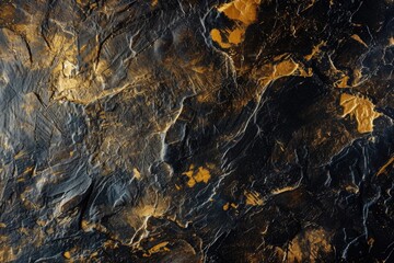 Poster - A close-up view of a black and gold marble surface. Suitable for various design projects