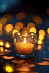 Poster - A lit candle with a heart symbol on it. Perfect for romantic occasions and expressing love
