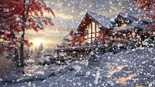 Winter Home With Snow