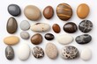 Collection of Various Sea Pebble Stones on White Background AI Generated