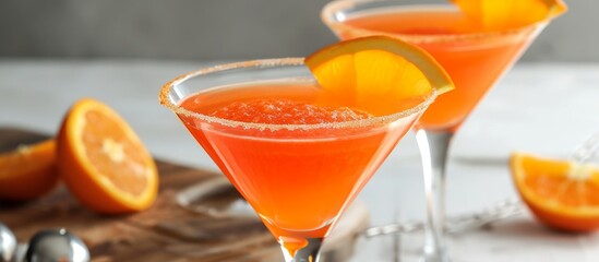 Sticker - Deliciously Vibrant Orange Jello Martini in a Glass: A Burst of Orange, Jello, and Martini Goodness in Every Sip