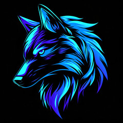 Naklejka na meble Vektor Logo eines Wolfes vor schwarzem Hintergrund