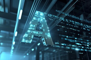 Aufkleber - A striking blue letter a stands tall against the backdrop of a bustling city at night, its illuminated screenshot representing the innovative technology that built it