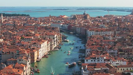 Wall Mural - aerial view of venice near saint mark's square, rialto bridge and narrow canals. beautiful venice fr