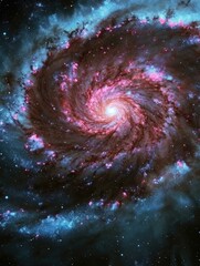 Wall Mural - A stunning spiral galaxy in space, filled with bright stars, colorful nebulae, and a glowing center. Generative AI.