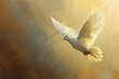 Fliegende Taube im Licht, Zeichen für Frieden, Religion, Christentum, Ostern, Freiheit, Hochzeit, Liebe