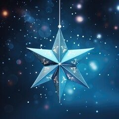 Wall Mural - Christmas star on blue background