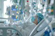 © ungvar - In intensive care unit ICU hospital , patient is in comatose during intensive care AI Generative