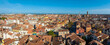 Aerial View of Venice near Saint Mark's Square, Rialto bridge and narrow canals. Beautiful Venice from above. Venice panorama.