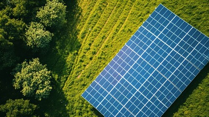 Wall Mural - aerial view of solar panel, photovoltaic, alternative electricity source - concept of sustainable re