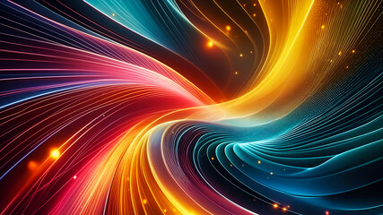Wall Mural - fractal burst arrangement, abstract texture wallpaper and background with waves and curves in vivid 