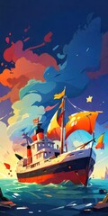 Canvas Print - ship on the sea