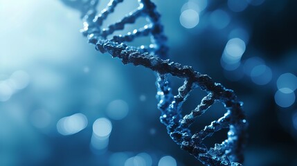 Poster - Blurred dna molecule and cell structure for genetics and medical research with copy space
