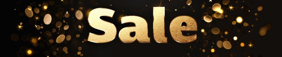 Sale Text Golden Horizontal Banner Advertising Sign Generative AI
