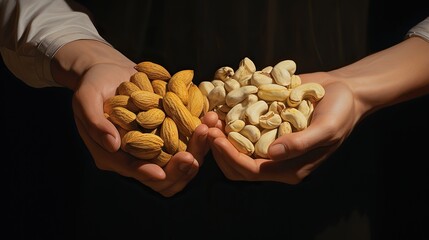 Wall Mural - hands holding peanuts