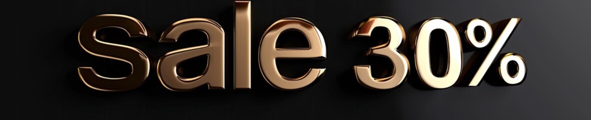Sale 30 Percent Off Gold Horizontal Banner Advertising Signage Generative AI