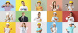 © Pixel-Shot - Group of little children in uniforms of different professions on color background
