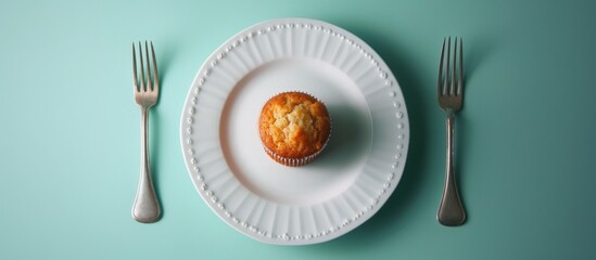 Wall Mural - Muff and Plate: A Delicious Combination of Muffins and Dinner Plates, Perfect for any Foodie's Dream Muff, Plate, Muff, Plate, Muff, Plate Feast