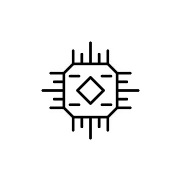 Chip processor outline icons, minimalist vector illustration ,simple transparent graphic element .Isolated on white background