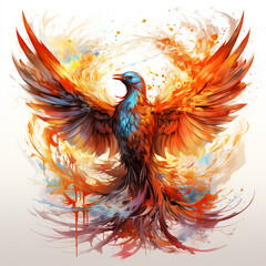 Poster - Phoenix Symbol of Rebirth full body white background