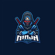 Ninja Mascot Esport Logo Design Illustration For Gaming Club 