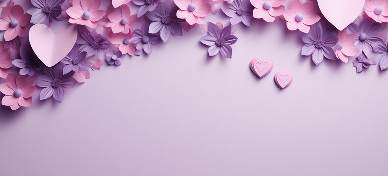 happy mothers day card 3d hearts with the word mom on them with pastel violet