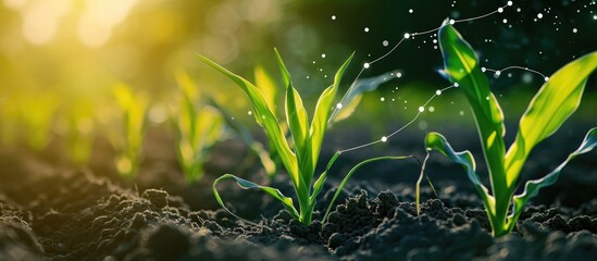 Smart agriculture utilizing IoT technology, utilizing infographics for growing corn seedlings.