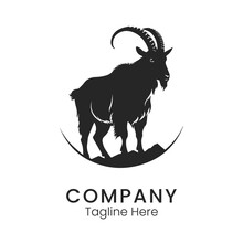Mountain Goat Logo Design Template Silhouette For Brand Or Company