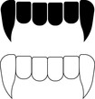 outline silhouette vampire teeth icon set