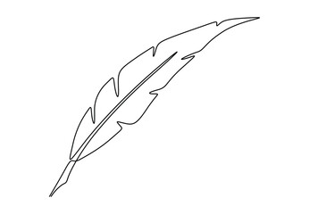 Wall Mural - Feather logo continuous one line drawing. Isolated on white background vector illustration. Pro vector