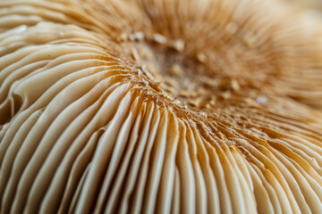 Mushrooms macro close-up. Background with selective focus and copy space