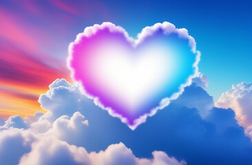 Wall Mural - beautiful colorful valentine day heart in the clouds as abstract background