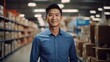 © Tony - Portrait Asian Hardware Store manager Boss in dark blue shirt Generative AI