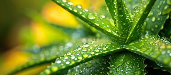 Wall Mural - Refreshing Aloe, Ver beauty amidst Raindrops: Aloe-infused, Ver-charged Raindrops invigorate with Aloe, Ver, Raindrops goodness