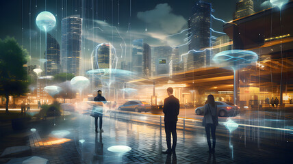 Poster - View of high tech futuristic city