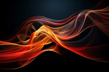 Wall Mural - an abstract neon flow dances against a black background, creating a visually captivating and vibrant