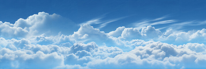 Wall Mural - a sky filled with lots of white clouds above a blue and white field