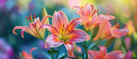 Wall Mural - Stunning Blossomed Lilies: These Lilies Have Blossomed, Have Blossomed, and Have Blossomed