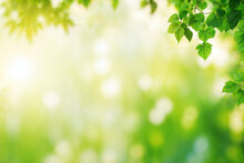 AI-generated Illustration Of A Vibrant Green Leaves In The Foreground With A Soft Focus Background