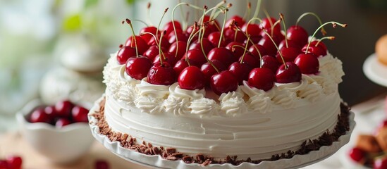 Wall Mural - Indulge in the Sweet Sensation of a Cherry-Topped Cake: Sweet, Cake, Cherry Bliss