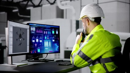 Wall Mural - Engineer Doing 3D CAD Model Design On Computer