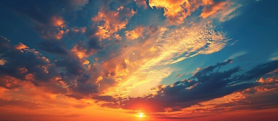 Wall Mural - Marvelous Cloudy Sky Sunset Background - A Breathtaking Blend of Cloudy Sky, Sunset, and Background Creates a Captivating Image