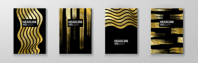 Aufkleber - Vector Black and Gold Design Templates set