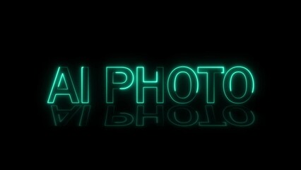 Wall Mural - glowing neon 3d. ai photo text technology background 4k animation