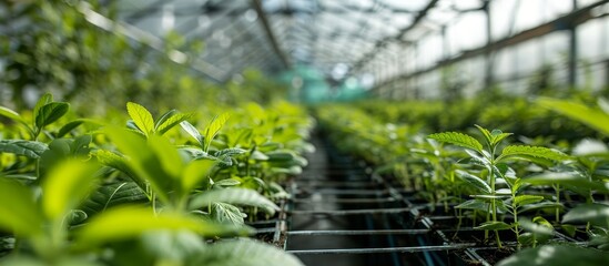 Canvas Print - Thriving Natural Green Plant in Subsidiary's Greenhouse Captivates with its Enviable Natural Greenery