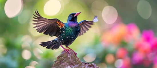 Poster - Captivating Asian Starling: A Glorious Display of Glossy Plumage