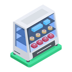 Canvas Print - Handy isometric icon of dessert counter 