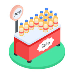 Sticker - An isometric style icon of shop shelves 